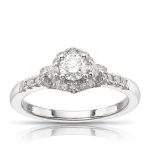 حلقه طلا سفید ۱۸ عیار زنانه لوتوس - Image 2