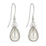 گوشواره طلا سفید ۱۸ عیار رجینا