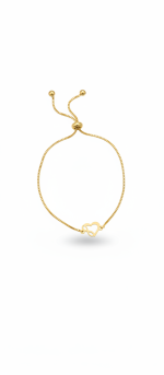 دستبند طلا 18 عیار زنانه طرح قلب بی نهایت