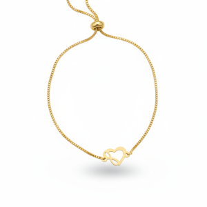 دستبند طلا 18 عیار زنانه طرح قلب بی نهایت