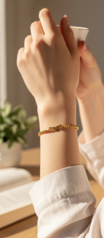 دستبند طلا 18 عیار زنانه طرح سه قلب - Image 3