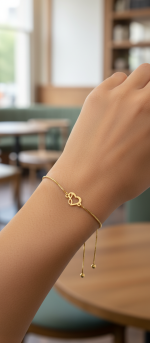 دستبند طلا 18 عیار زنانه طرح قلب بی نهایت - Image 2