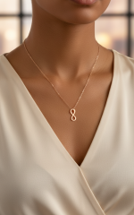 گردنبند طلا 18 عیار زنانه مدل بدون حلقه طرح بی نهایت - Image 2