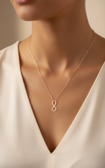 گردنبند طلا 18 عیار زنانه مدل بدون حلقه طرح بی نهایت - Image 3