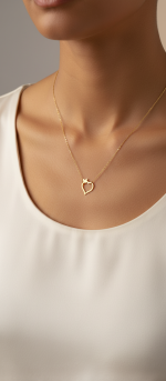 گردنبند طلا 18 عیار زنانه مدل بدون حلقه طرح قلب پروانه دار - Image 2