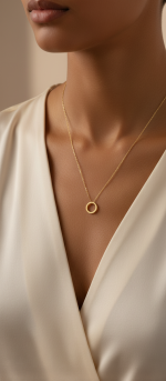 گردنبند طلا 18 عیار زنانه مدل بدون حلقه طرح دایره - Image 2