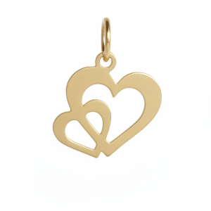 آویز گردنبند طلا 18 عیار زنانه مدل حلقه دار طرح دو قلب کد 02 (MO)
