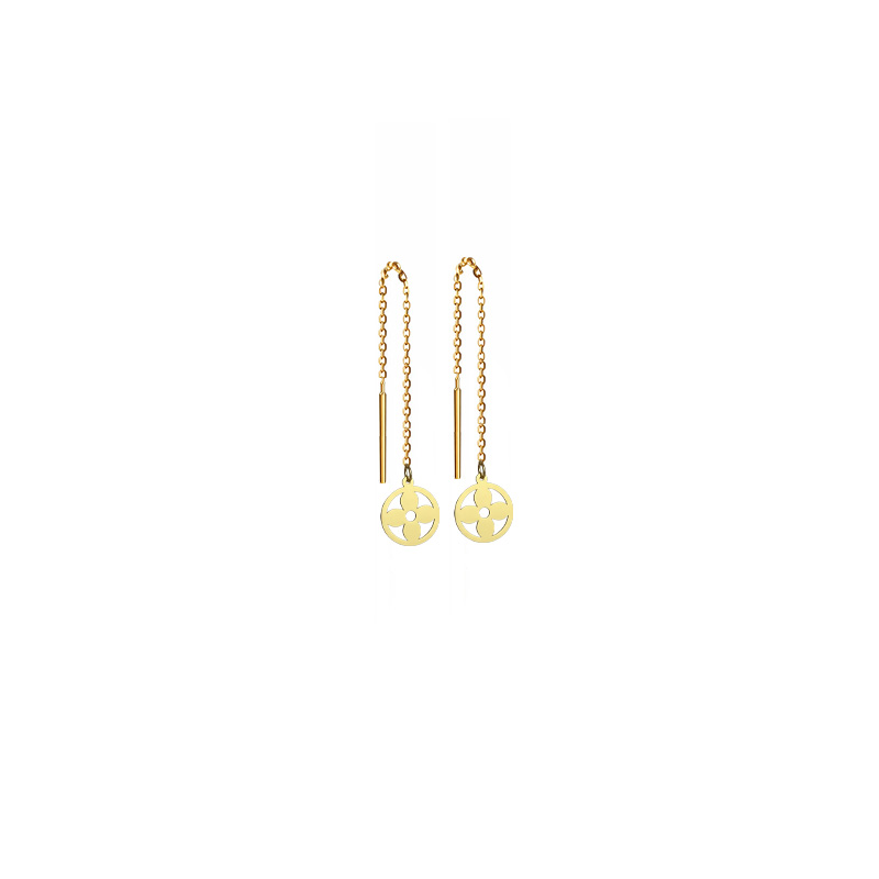 Artboard 1 گوشواره بخیه ای طلا 18 عیار زنانه تالین گالری مدل گل ۴ پر و دایره G131 - Image 1