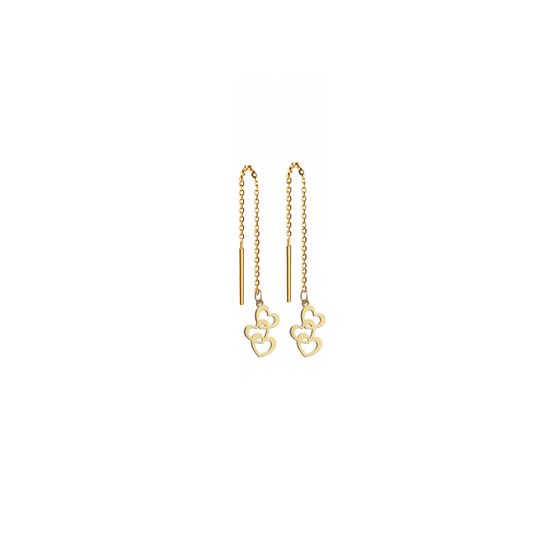 Artboard 1 گوشواره بخیه ای طلا 18 عیار زنانه تالین گالری مدل سه قلب G126 - Image 1