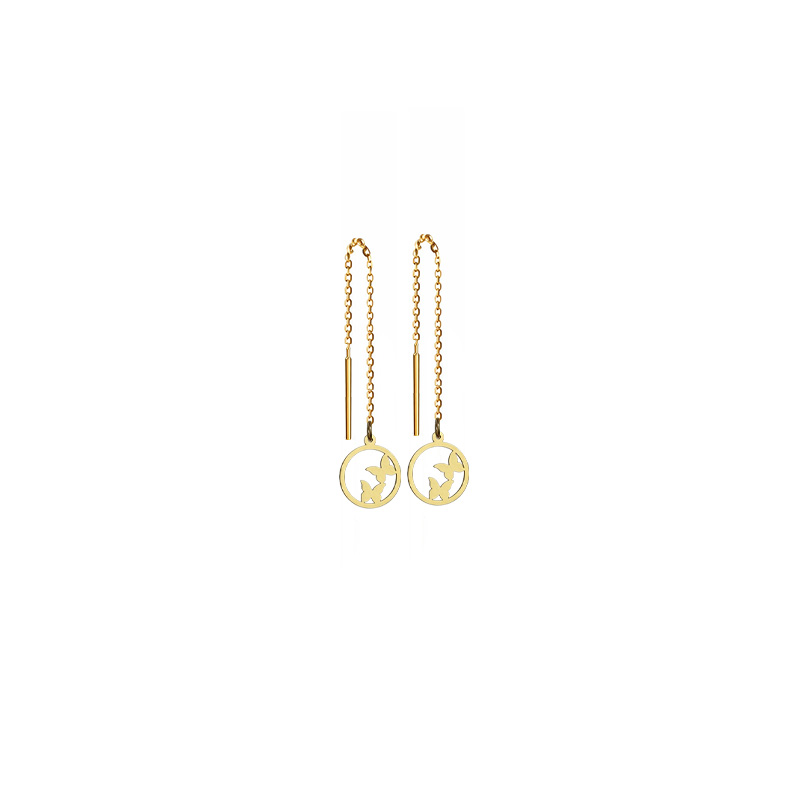 Artboard 1 گوشواره بخیه ای طلا 18 عیار زنانه تالین گالری مدل دو پروانه G129 - Image 1