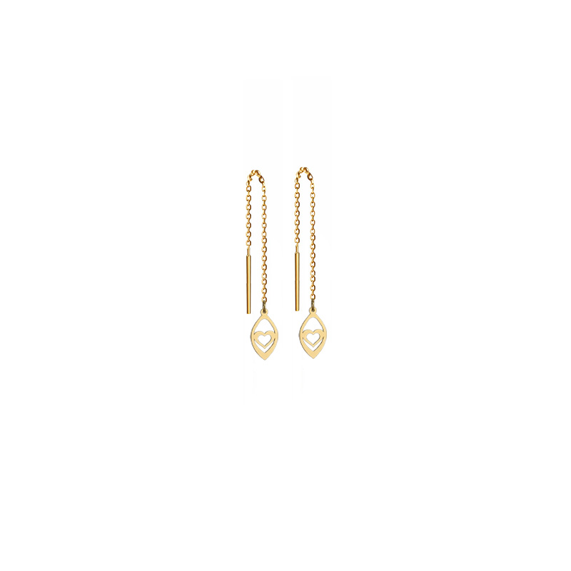Artboard 1 گوشواره بخیه ای طلا 18 عیار زنانه تالین گالری مدل اشک و قلب G137 - Image 1