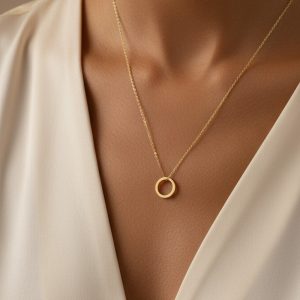 گردنبند طلا 18 عیار زنانه با زنجیر حلقه‌ای (فلامینگو) تالین گالری مدل دایره N102 - Image 3