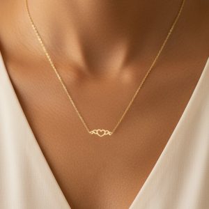 گردنبند طلا 18 عیار زنانه با زنجیر حلقه‌ای (فلامینگو) تالین گالری مدل قلب بالدار N107 - Image 3