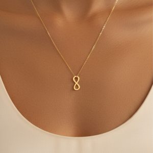 گردنبند طلا 18 عیار زنانه با زنجیر حلقه‌ای (فلامینگو) تالین گالری مدل بی نهایت N109 - Image 3