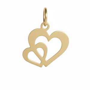 گردنبند طلا 18 عیار زنانه با زنجیر حلقه‌ای (فلامینگو) تالین گالری مدل دو قلب کد 02 N128 - Image 3